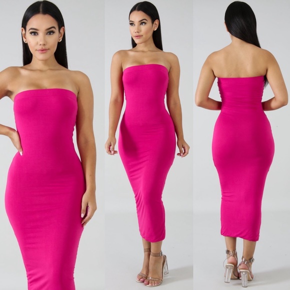 hot pink tube dress